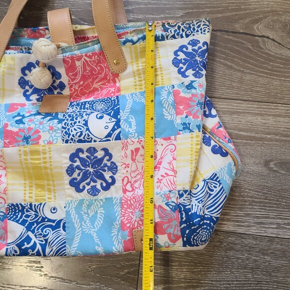 Lily Pulitzer Quilted Beach Tote Carry All - Koi Fish Checkered - Picture 8 of 16